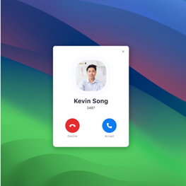 Incoming call notification showing someone is calling